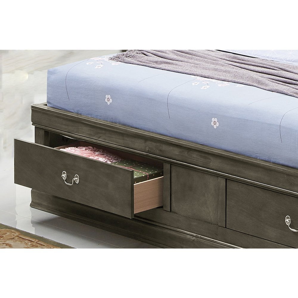 Glory Furniture Louis Phillipe Full Storage Bed in Gray Color