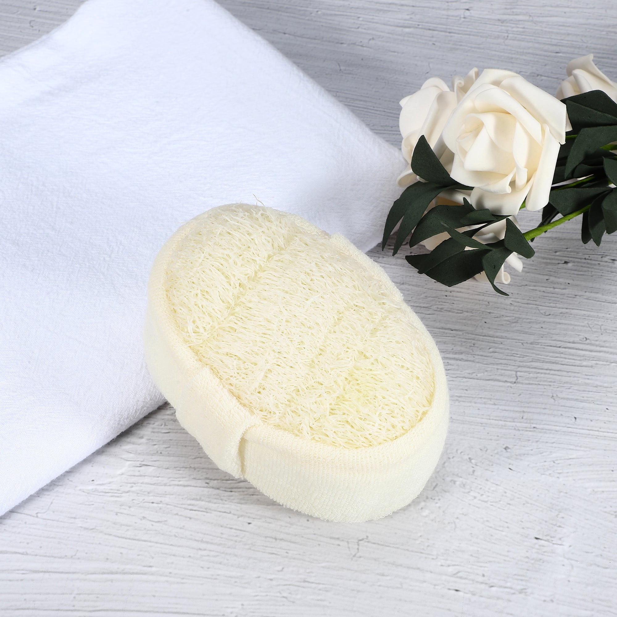 Unique Bargains 1 Pc Loofah Sponge Glove 4.49"x3.23"x1.77" Beige L