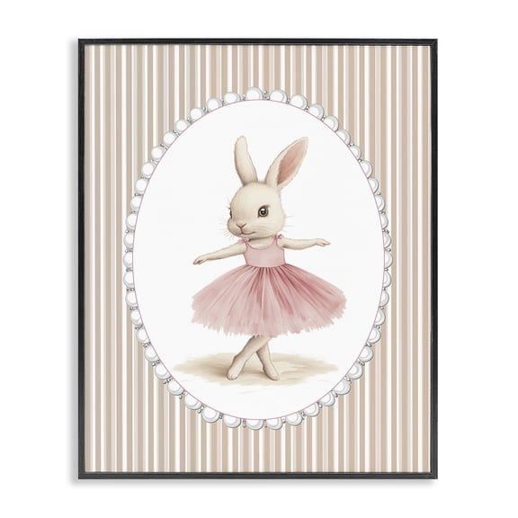 Stupell Industries Cottage Woodland Dancer Bunny Black Framed Giclee Art, 11 x 14, by Christine Simpson Art