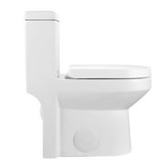 DeerValley 12 Rough-In White One Piece Toilet for Small Bathroom ,Ceramic Round Compact Toilet Dual Flush 1.1/1.6 GPF High Efficiency Water Saving Toilet Soft Close Seat Included