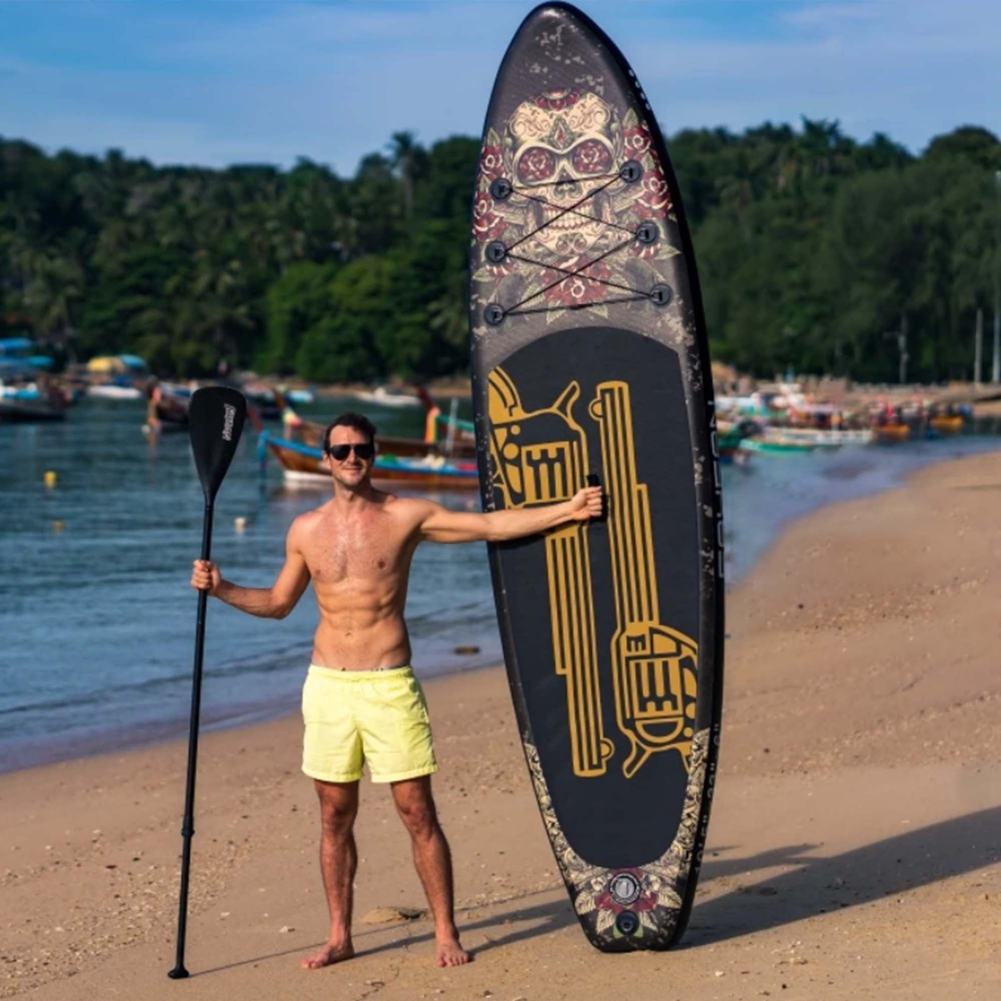 Paddle Board, 10'6" Inflatable Stand Up Paddle Board with Durable SUP Accessories, Stable Non-Slip Deck, Safety Leash Waterproof Bag for Surfing, Travel, Outdoor Enthusiasts