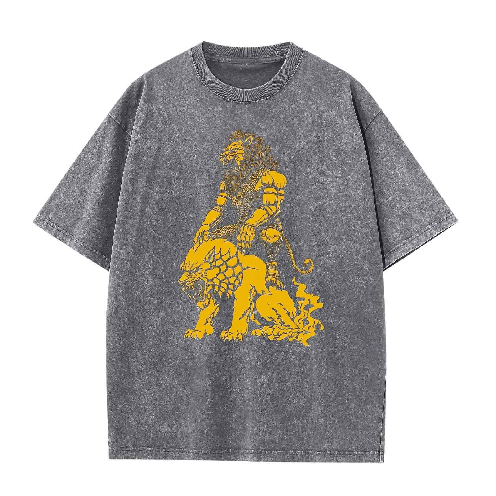 HWRETIE Men's Retro Batik Washed Short Sleeve T-shirt Pure