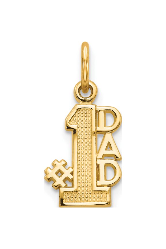 14K Yellow Gold #1 Dad Charm (17 X 9) Made In United States c391