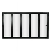 KaMic 144" x 80" 5 Panels Aluminum Folding Door In Black, Folded Out From Right To Left