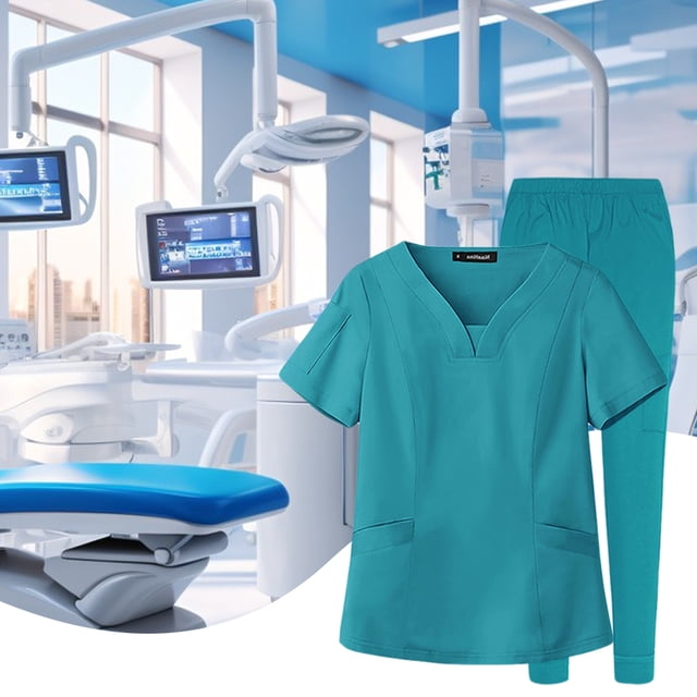 Enfermera médica salón de belleza ropa de trabajo con cuello en V matorrales médicos top and pantalón de trabajo de trabajo quirúrgico hospitalario para mujeres y hombres