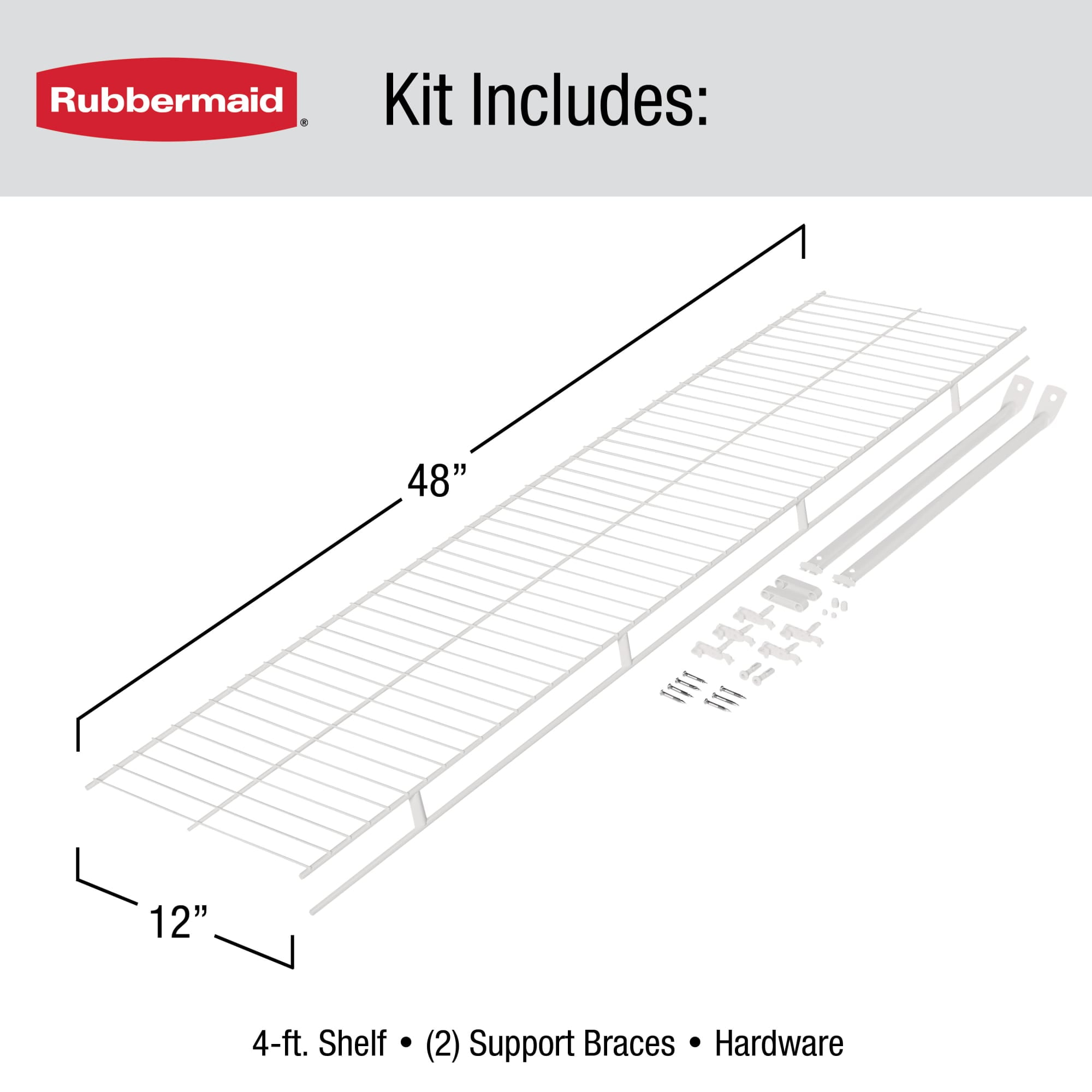 Rubbermaid 4' Wardrobe Prepack ShelfWhite