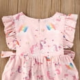 thumbnail image 6 of Newborn Baby Girl Cartoon Rainbow Jumpsuit Ruffle Fly Sleeve Romper Summer Bodysuit, 6 of 6