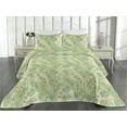thumbnail image 2 of Ambesonne Greenery Quilted Bedspread Set 3 Pcs, Lotus and Fern Leaves Art, Queen, Peacock Green Fern Green, 2 of 4