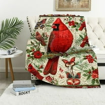 BCIIG Cardinals Blanket Red Birds Throw Blanket Plush Blankets Bedding for Valentine's Day Christmas Day Soft Sofa Decor 40x50in