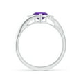 thumbnail image 2 of ANGARA Natural Heart-Shaped Amethyst Bypass Ring with Diamonds in 14K White Gold for Women (Size-6mm) | February Birthstone, Birthday, Anniversary, Jewelry Gift for Women | Natural Amethyst Ring, 2 of 9