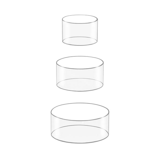 Paquete de 3 soportes para pasteles y cupcakes de 6, 8 y 10 pulgadas con fondo hueco, cajas cilíndricas rellenables para fiestas de cumpleaños.