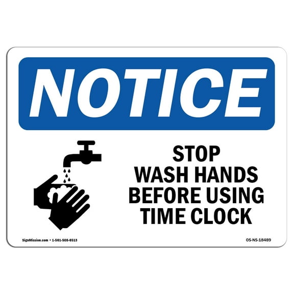 OSHA Notice Sign - Stop Wash Hands Before Using | Plastic Sign | Protect Your Business, Construction Site, Warehouse & Shop Area |  Made in the USA