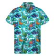thumbnail image 2 of Camisas hawaianas con estampado de dinosaurios para hombre, camisa de verano con solapa y estampado 3D de animales, blusa holgada de manga corta con botones para la calle, 2 of 4