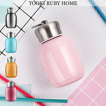 

9.47 fl oz Mini Thermal Mug Leak Proof Vacuum Flasks Travel Thermos Stainless Steel Cold and Hot Thermal Flask Pink