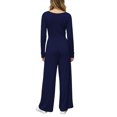 thumbnail image 6 of Edvintorg Rompers for Women One Piece Square Neck Long Sleeve Loose Casual Jumpsuit with Wide Leg Pant Trendy Womens Clothes S-2XL Dark Blue, 6 of 7