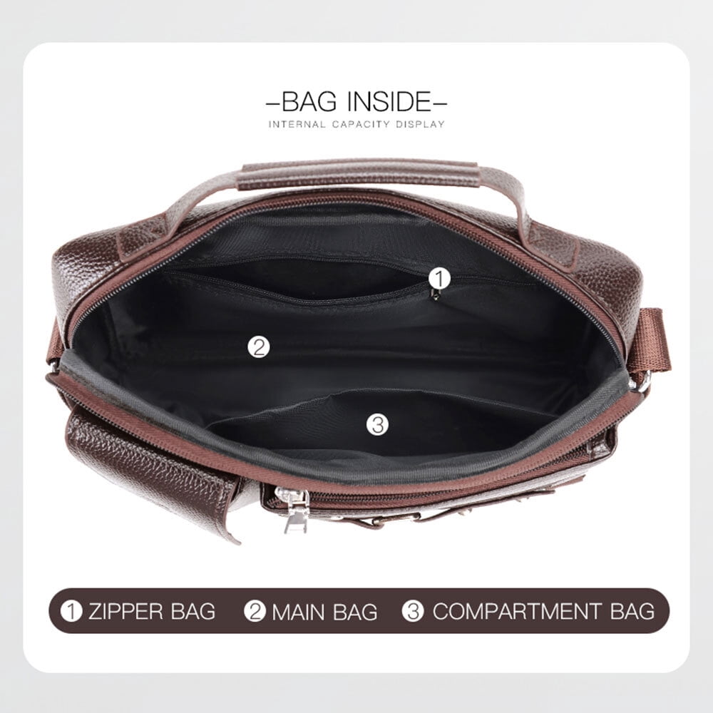 Men's Shoulder Messenger Bag PU Leather Handbag Business Crossbody Bag Briefcase