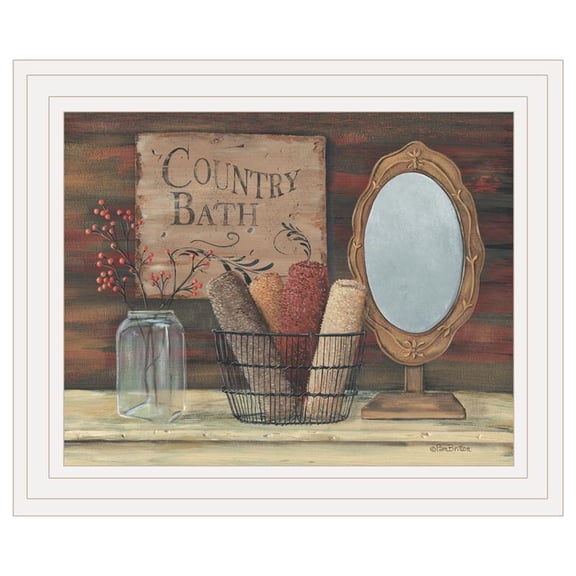 TrendyDecor4U Country Bath By Pam Britton Ready To Hang Framed Print BR207-226G