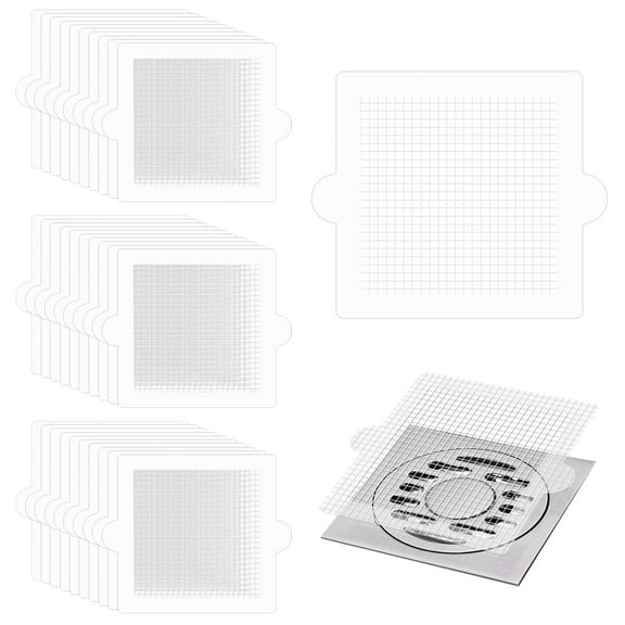 40 Pack Disposable Shower Drain Hair Catcher Square, 4.1 In Mesh Drain Covers Stickers, Flat Shower Hair Trap Stopper Collector Filter for Bathroom Laundry Bathtub Sink Kitchen White