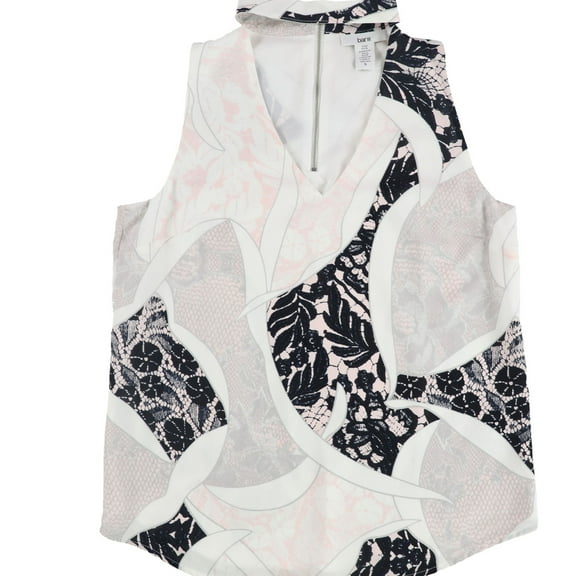 bar III Womens Printed Knit Blouse, Pink, XX-Small