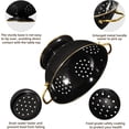 thumbnail image 5 of Metal Colander 2 Pack, 3.5 Quart Powder Coated Self-draining Solid Ring Base Metal Large Kitchen Pasta Vegetable Fruit Strainer with Handle (L-BLACK), 5 of 14