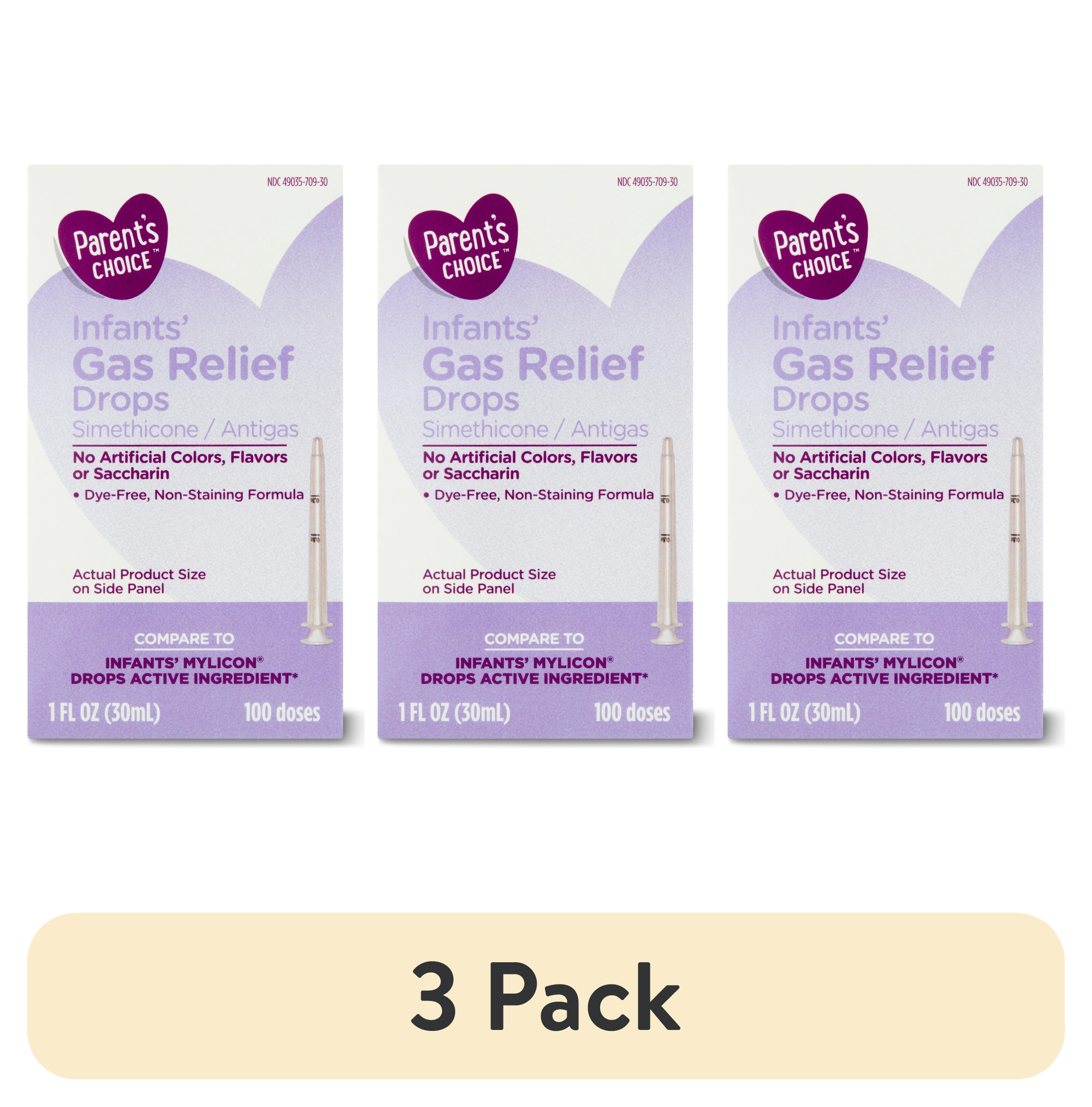 (3 pack) Parent's Choice Infants' Gas Relief Simethicone Drops, 20mg, 1 fl oz