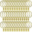 44 Pack Gold Curtain Rings With Clips - Heavy Duty Drapery Hooks For Curtains, Drapes, Hats & Decor, Fits 5/8 Inch Rods