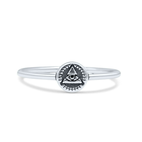 Classic Eye Of Providence Triangle Stackable Ring Band 925 Sterling Silver Size 4