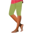 thumbnail image 3 of HAJWOH Capri Leggings for Women Elastic Waist High Waist Knee Length Leggings Stretch Summer Lightweight Pants Athletic Running Workout Yoga Pants, 3 of 6