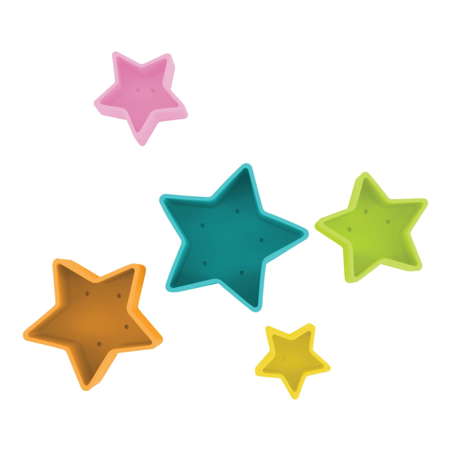 Infantino Stacking Star Rings Silicone Teething Toy, 6-12 Months, Multicolor, 5-Pack