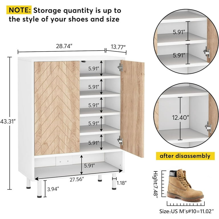 Tribesigns Shoe Cabinet, 18 Pair Shoe Rack Organizer Cabinet with Door,  6-Tier Modern Shoe Storage Cabinet with Shelves for Entryway Hallway Closet