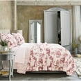 thumbnail image 2 of Greenland Home Fashion Classic Toile Rustic 3-Piece Quilt & Pillow Sham Set - Full/Queen 90x90" Red, 2 of 4