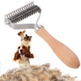 thumbnail image 1 of Undercoat Rake Stainless Steel Two Sided Dog Dematting Comb Pet Grooming Brush, 1 of 10