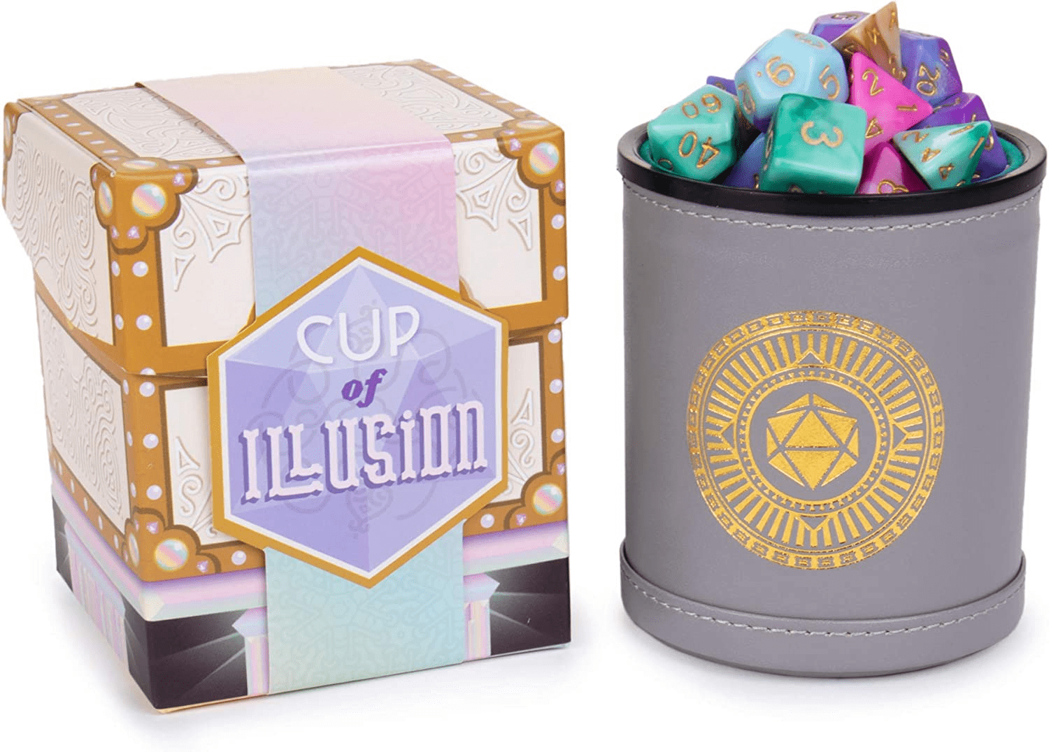 Wiz Dice Cup of Illusion - DND Dice Set for Tabletop RPG Adventure Games with a Dice Cup - Polyhedral Dice Set, Suitable for Dungeons and Dragons and Dice Games Alike - 5 Complete Sets - 35 ct