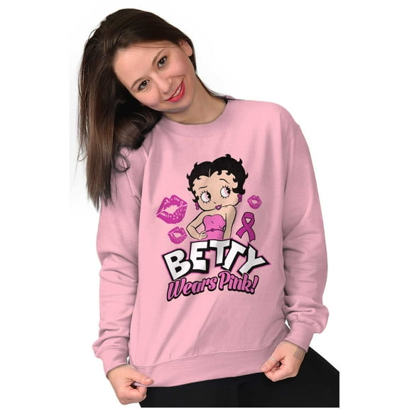 Breast Cancer Betty Wears Pink Ribbon Women Crewneck Sweatshirt Brisco Brands 2X