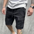 thumbnail image 2 of Clearance! Lisingtool Cargo Pants for Men Male Casual Mid Waist Shorts Pant Solid Splice Pocket Drawstring Knee Length Shorts Promotion Sale, 2 of 5