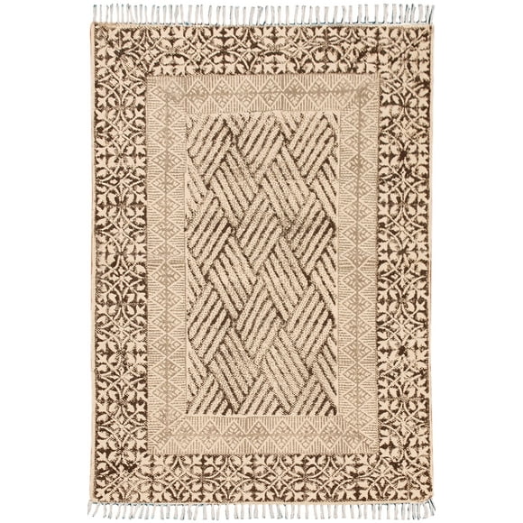 Casavani Boho Cotton Durries Bedroom Area Kilim,Gray 3x3 Ft