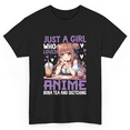 thumbnail image 2 of Girl Loves Anime Purple Print Short Sleeve T-Shirt For Women 1 Pcs Gildan Plain T-Shirt 100% Heavy Cotton - Comfortable Crew Neck, Soft Tees Casual Tops, 2 of 6