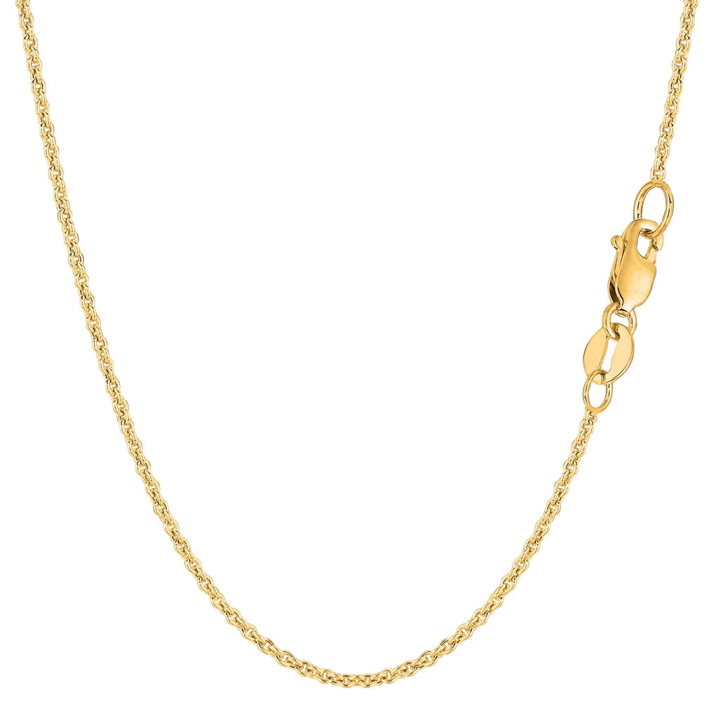 14k Yellow Gold High Polish Cable Link Pendant Necklace Chain 16" 1.1mm Lobster