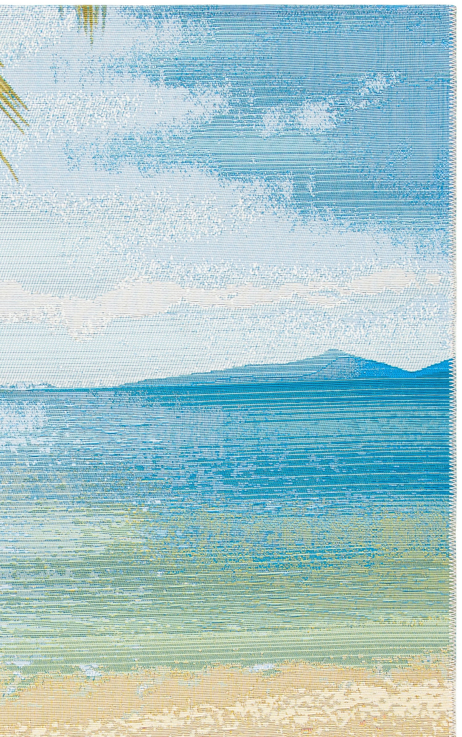 SAFAVIEH Barbados Sea Shells Outdoor Runner Rug, Gold/Blue, 2'8" x 10'5"