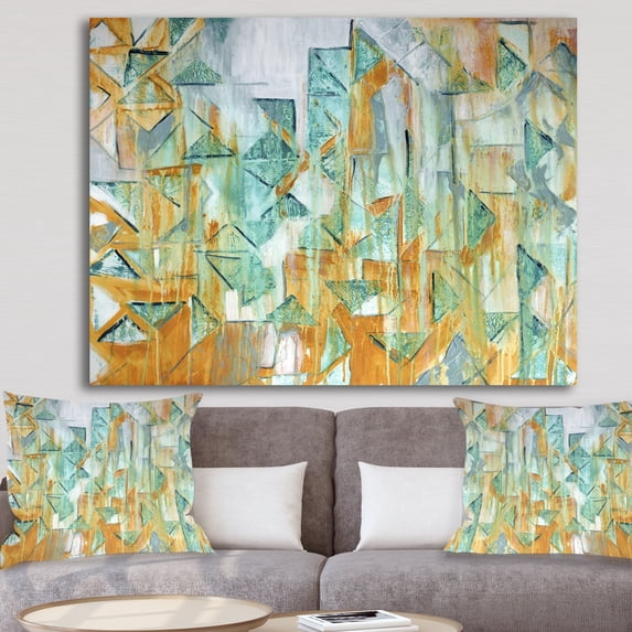 DESIGN ART Designart "Triangular Cascade" Modern & Contemporary Gallery-wrapped Canvas 20 in. wide x 12 in. high