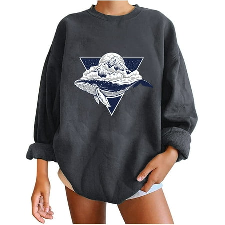 

Moxiu Women s Vintage Graphic Printed Sweater Y2K Oversized Sweatshirt Round Neck Plus Size Loose Blouse Tops E-girl Long Sleeved Casual Boyfriend Pullover