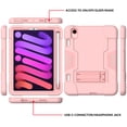 thumbnail image 3 of Allytech iPad Mini 6 Case, 3 Layers Rugged Heavy Duty Protection Shockproof Kids Children Proof Kickstand [Without Screen Protector] Case Cover for Apple iPad mini 6 8.3-inch 2021, Rosegold, 3 of 5