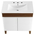 thumbnail image 6 of Sink Vanity Cabinet, White Walnut, Wood, Mid Century Hotel Bedroom Bathroom, Modern Contemporary HB33716, 6 of 9
