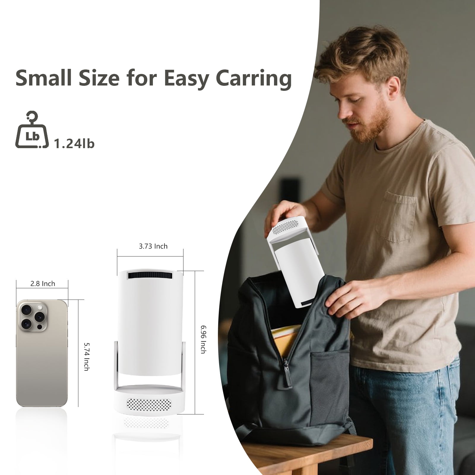 Electric Focus Mini Projector with Wifi and Bluetooth, 4K Support Portable Smart Projectors Video Game Proyector, 5W Soundbase Speaker, for Bedroom Home Theater