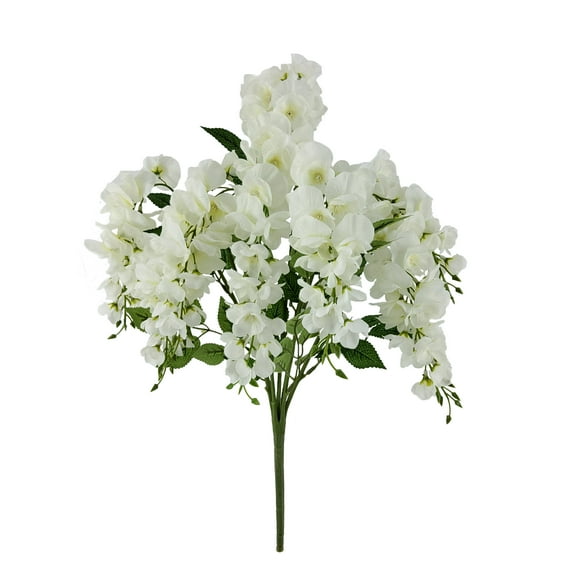 Mainstays 20 inch Artificial Flower, Wisteria Bouquet, White Color. Indoor Use.