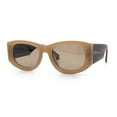 thumbnail image 5 of Womens Squared Rectangle Frost Matte Thick Temple Plastic Mod Sunglasses Beige - Brown, 5 of 8