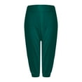 thumbnail image 4 of CHWGFWL Capris for Women Capri Leggings for Women 2024 High Waisted Cutout Yoga Capris Lightweight Cozy Cropped Pants Solid Soft Pajams Pants Linen Pants Women Petite Petite Linen Pants (Green,L), 4 of 5