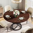 thumbnail image 3 of Tribesigns Round Dining Table for 4, 47-Inch Dinner Table Circle Kitchen Table with Metal Base, Wood Dining Room Table Cofee Table for Kitchen, Restaurant, Café, Walnut and Black, 3 of 8