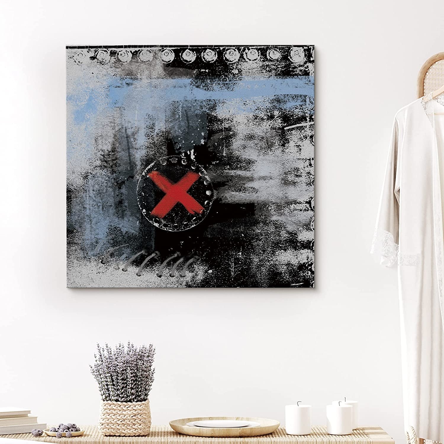 PixonSign Canvas Print Wall Art Abstract Grunge Red X Graffiti & Street