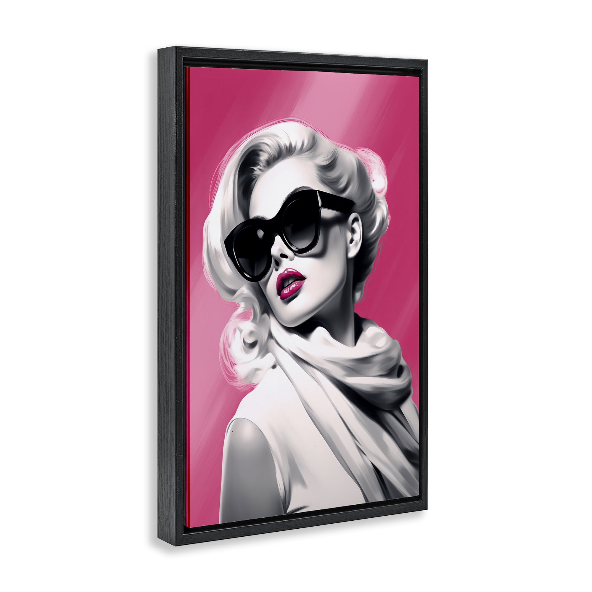 Stupell Industries Vintage Retro Chic Portrait Black Framed Floater Canvas Wall Art, design by Andrea Haase